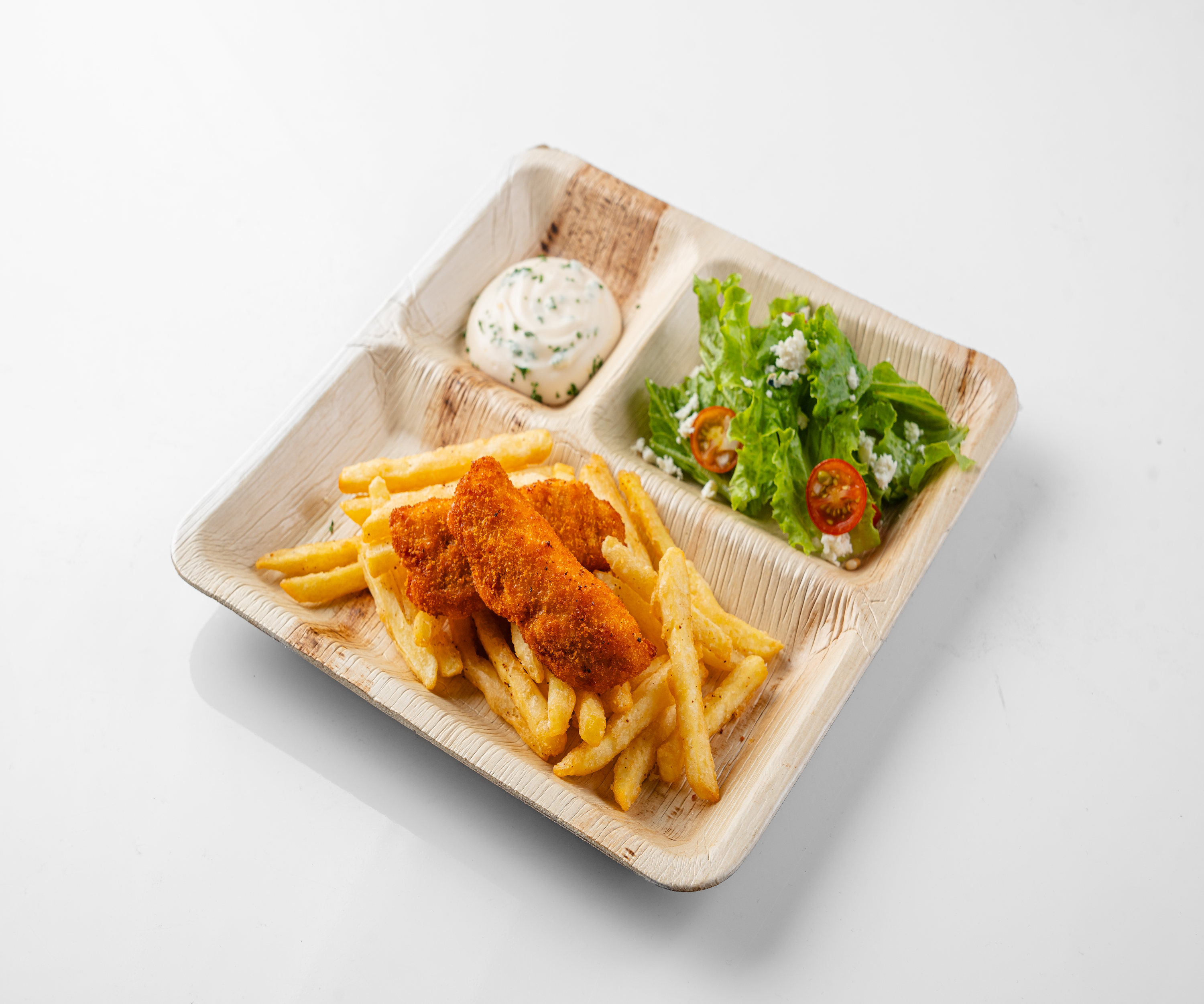 10" (25 cm) Square Compostabe 3 Compartment Palm Leaf Plates