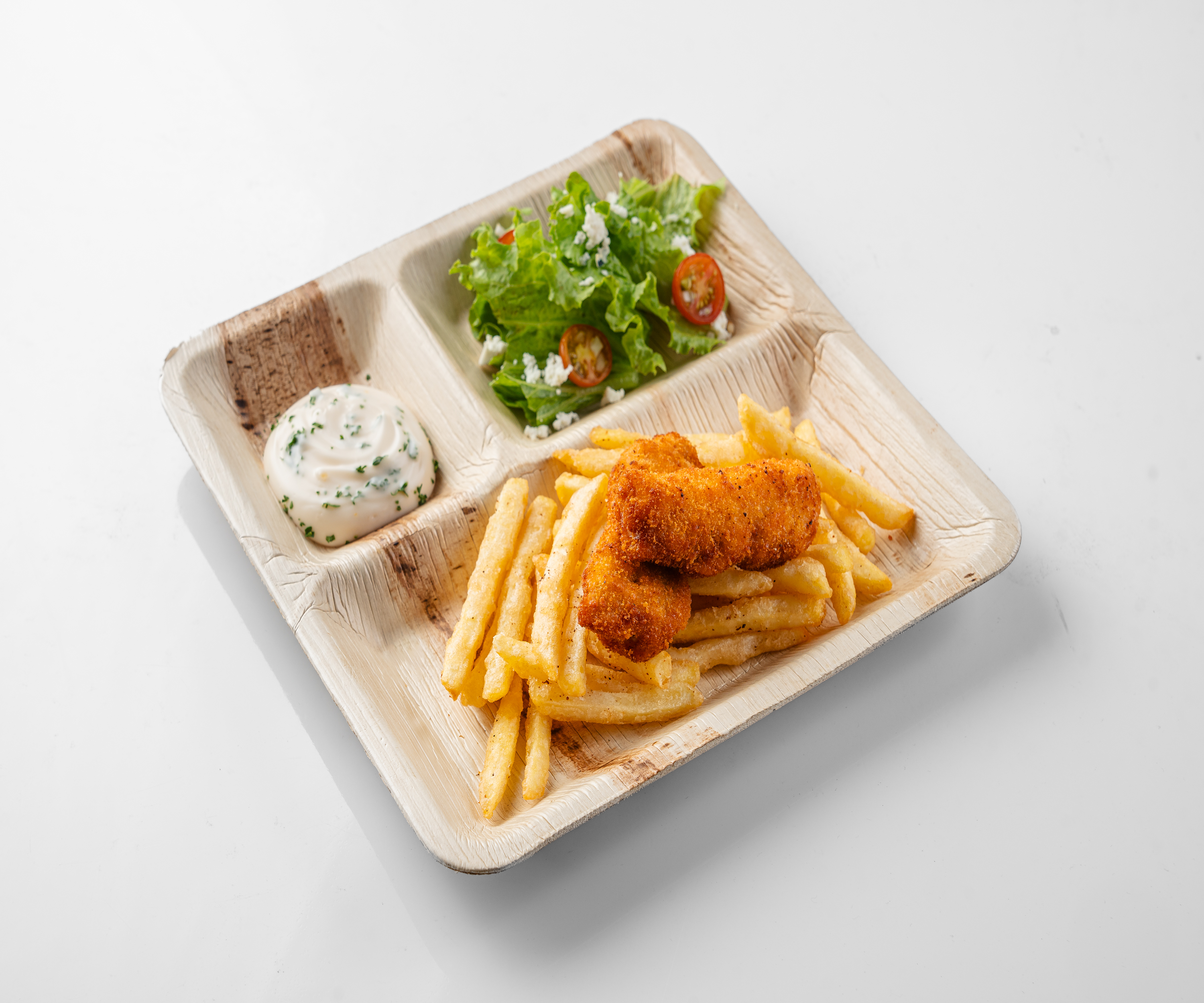 10" (25 cm) Square Compostabe 3 Compartment Palm Leaf Plates