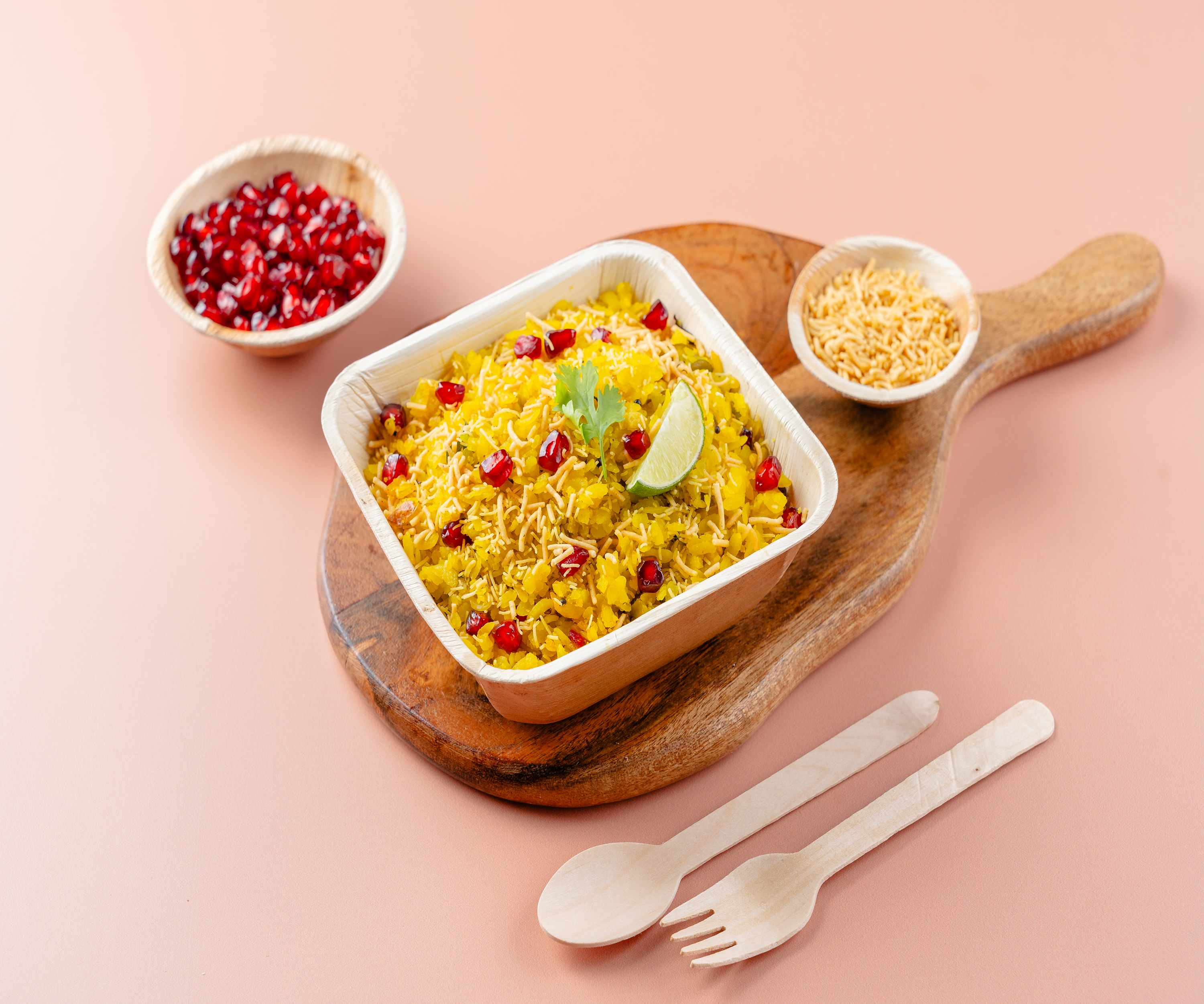 7" (18 cm) Deep Square Compostable Palm Leaf Bowls