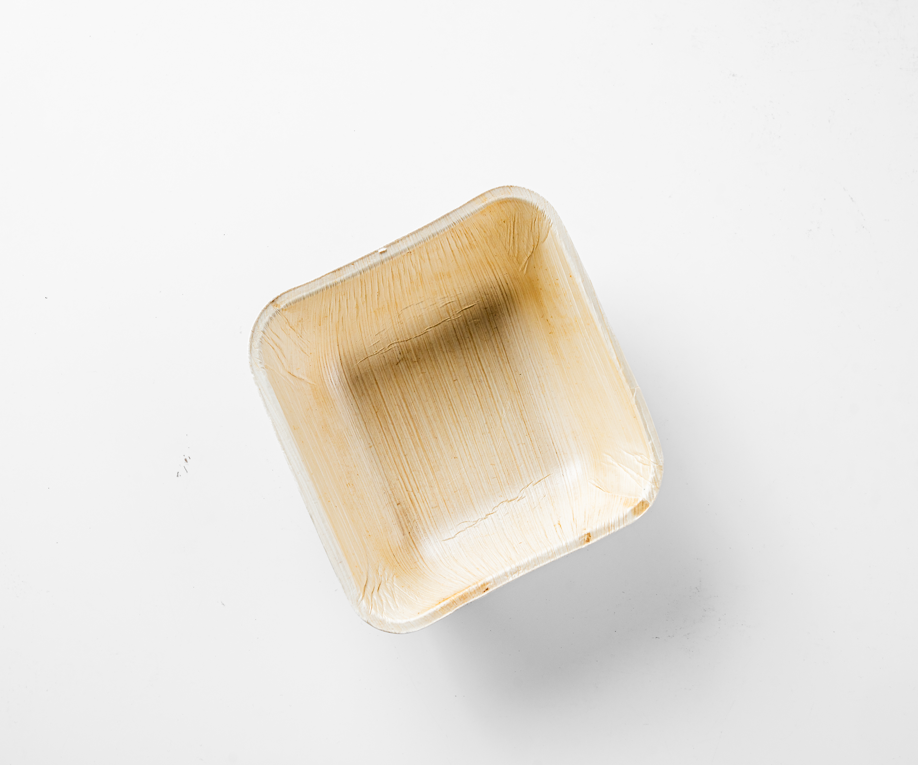 7" (18 cm) Deep Square Compostable Palm Leaf Bowls