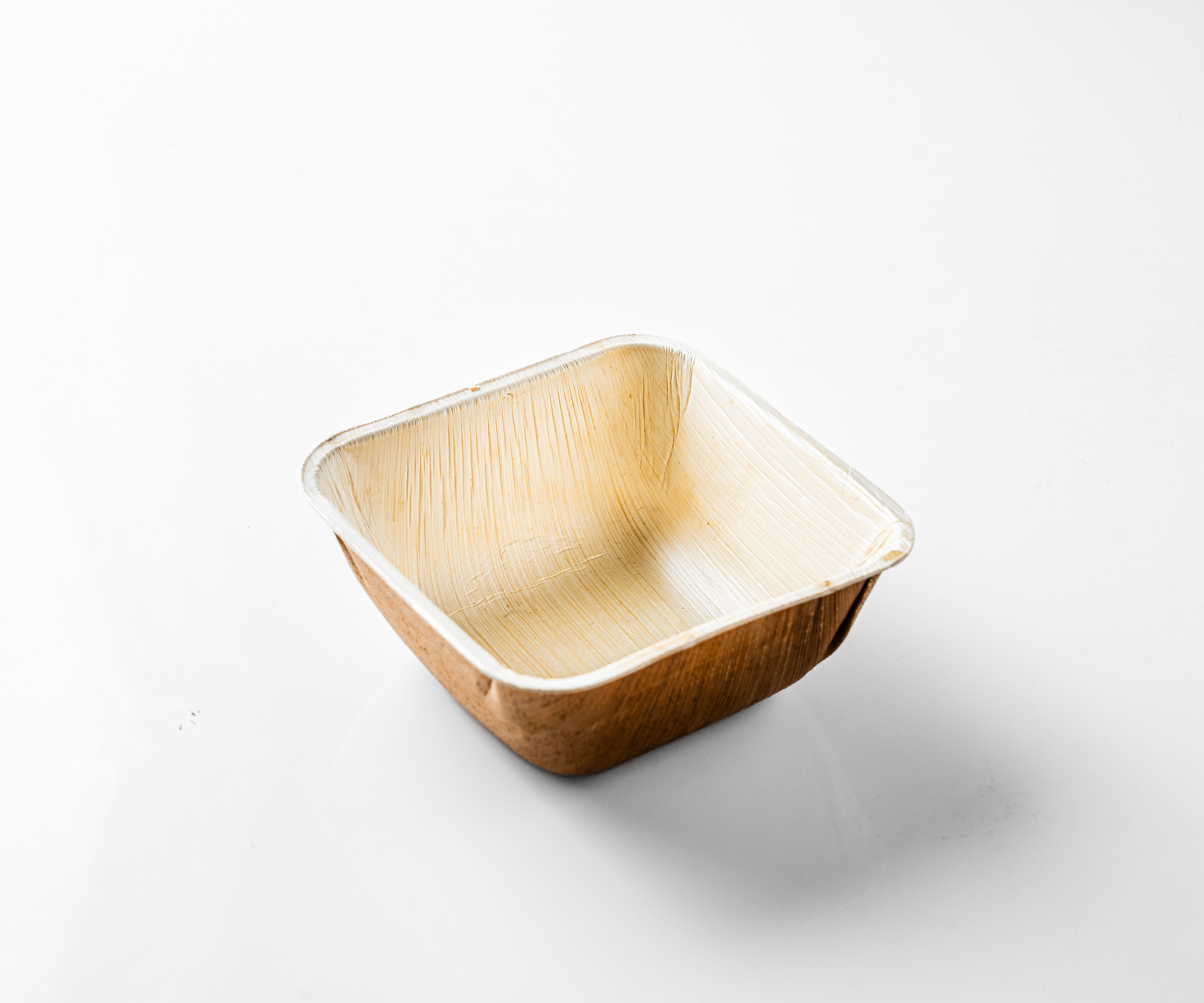 7" (18 cm) Deep Square Compostable Palm Leaf Bowls