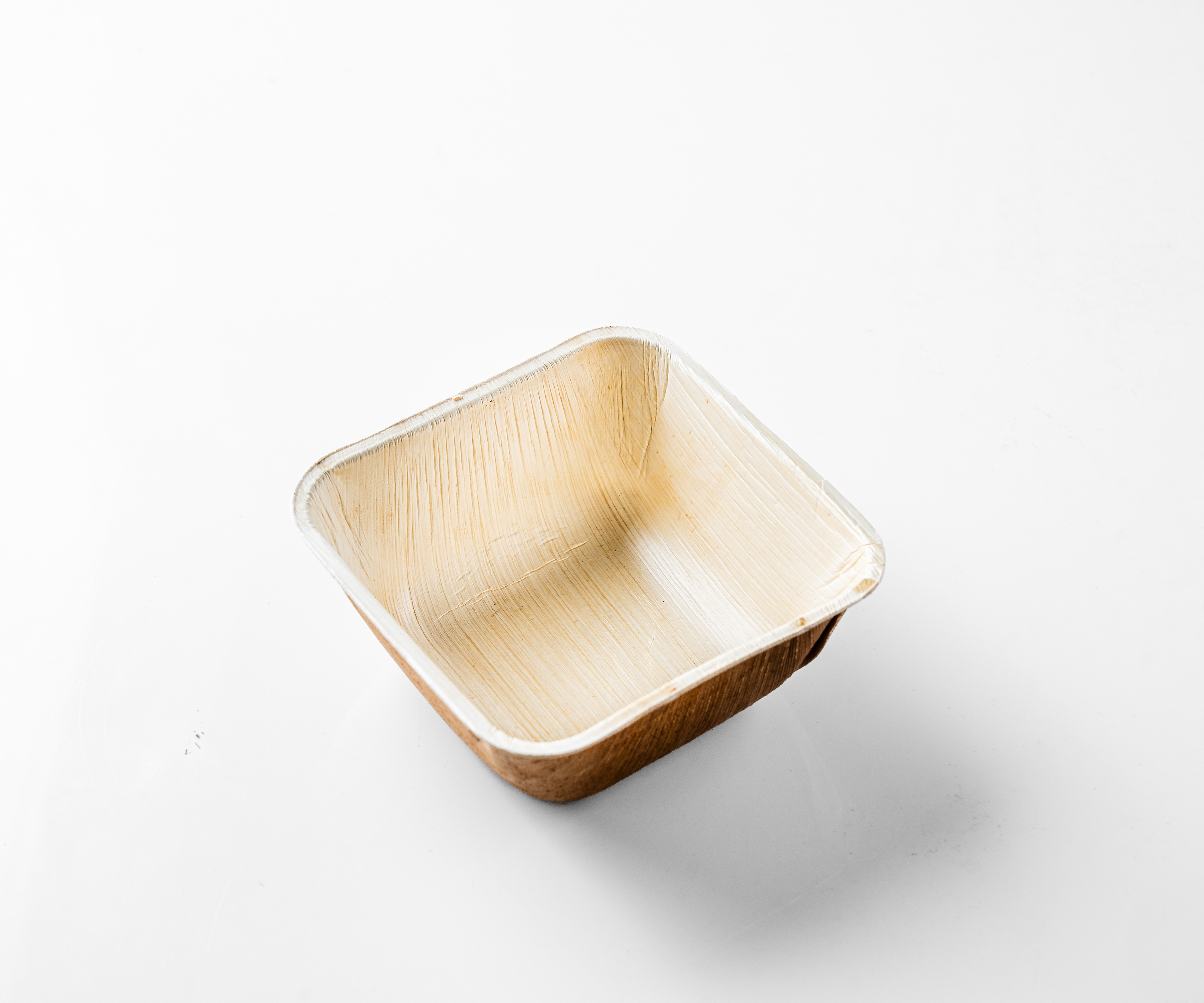 7" (18 cm) Deep Square Compostable Palm Leaf Bowls